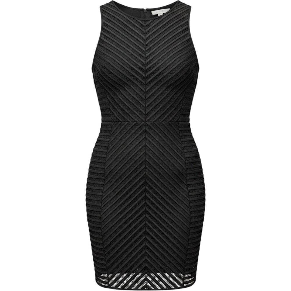 H&M Geometric Lace Sleeveless Sheath Dress Short Black 10 M Edgy Minimalist LBD